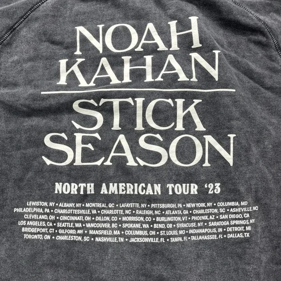 Noah Kahan Stick Season Hoodie Charcoal Grey Mineral Wash Size Large Concert - Picture 8 of 8